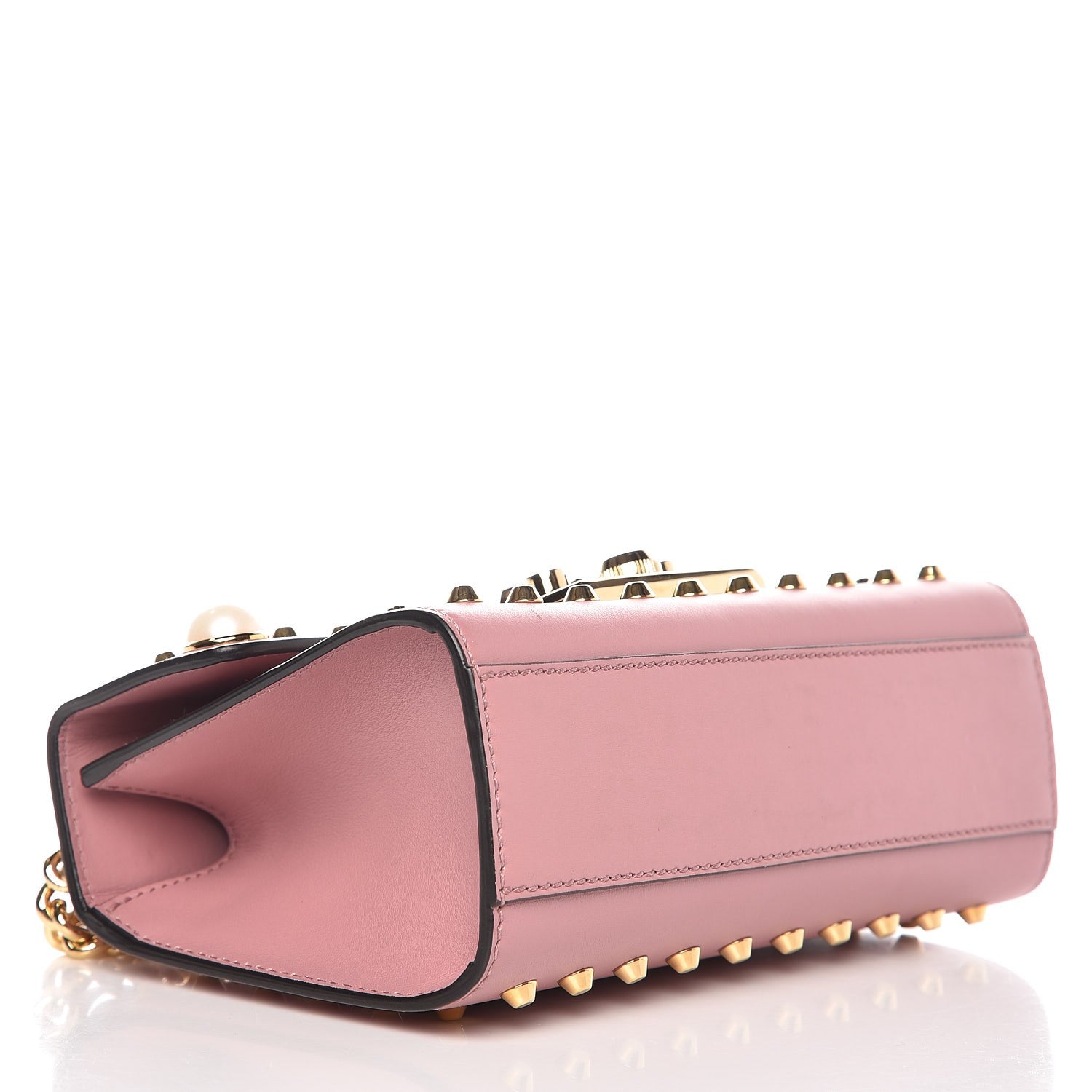 Gucci Calfskin Studded Small Padlock Shoulder Bag Carmine Rose 5 of 11