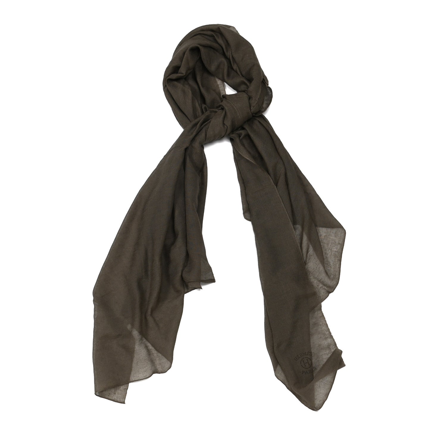 Cashmere Silk Plume Unie Stole Etoupe