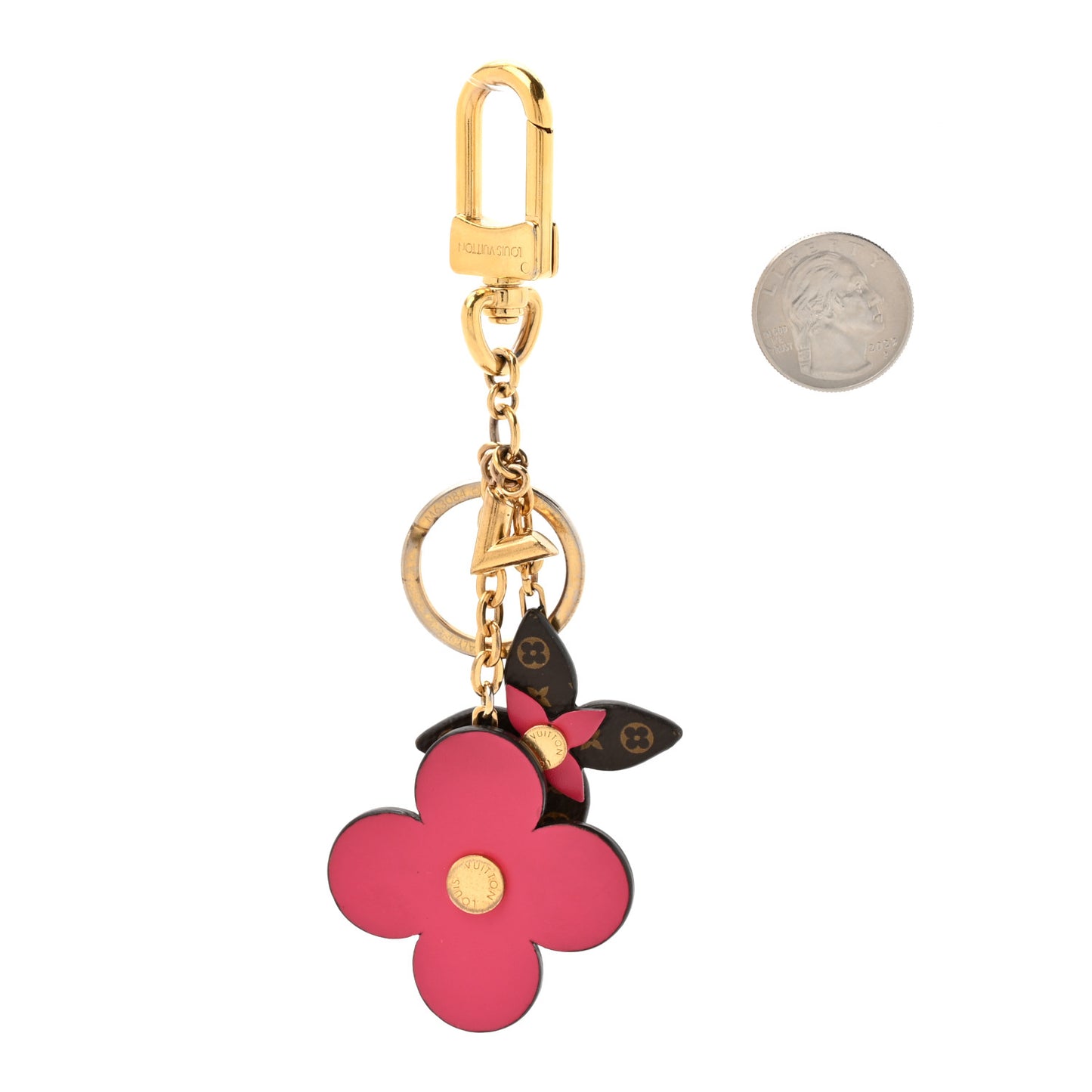 Monogram Blooming Flowers Bag Charm Key Holder Brown