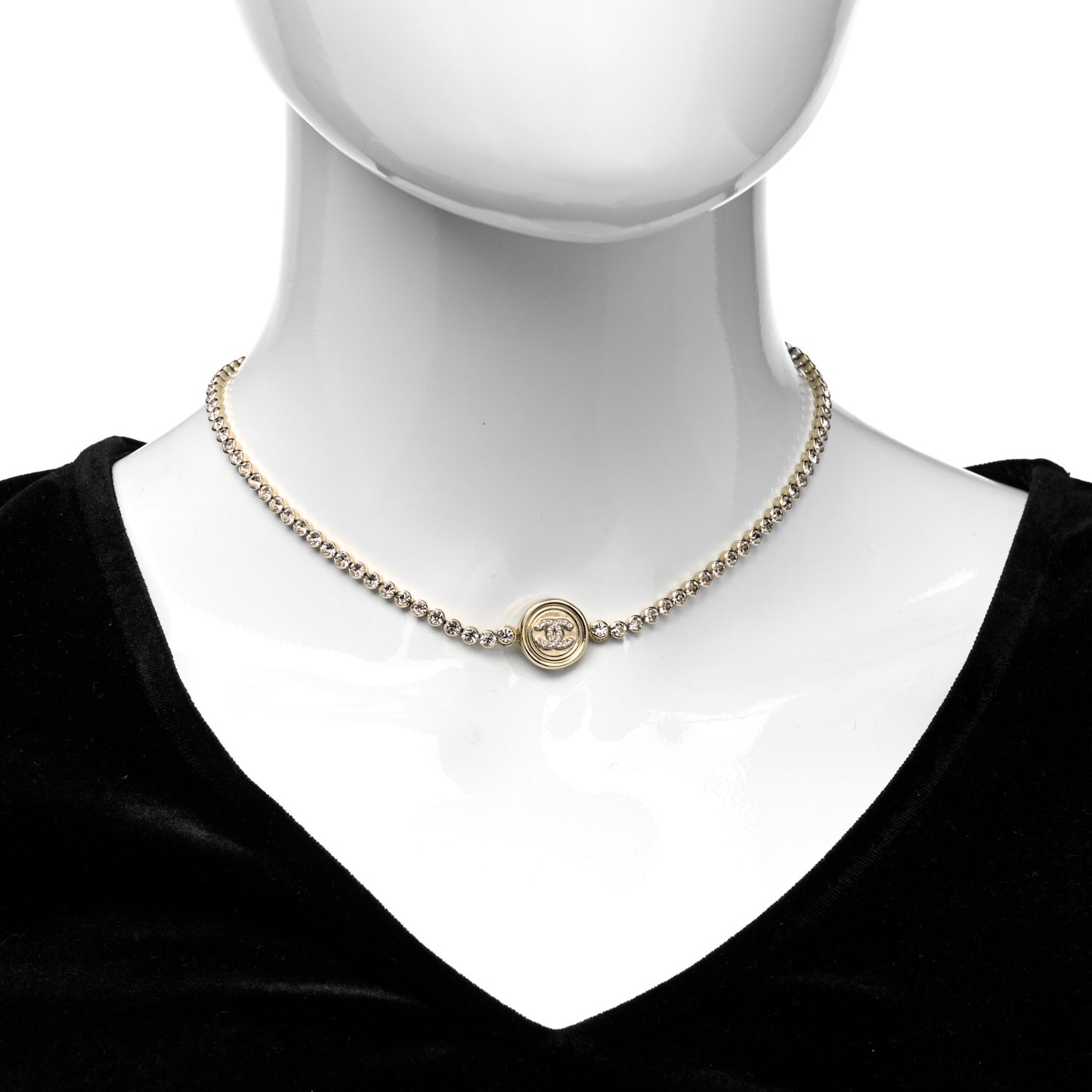 Crystal CC Chain Short Necklace Gold