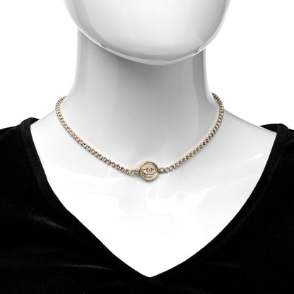 Chanel Crystal CC Chain Short Necklace Gold 2 of 5