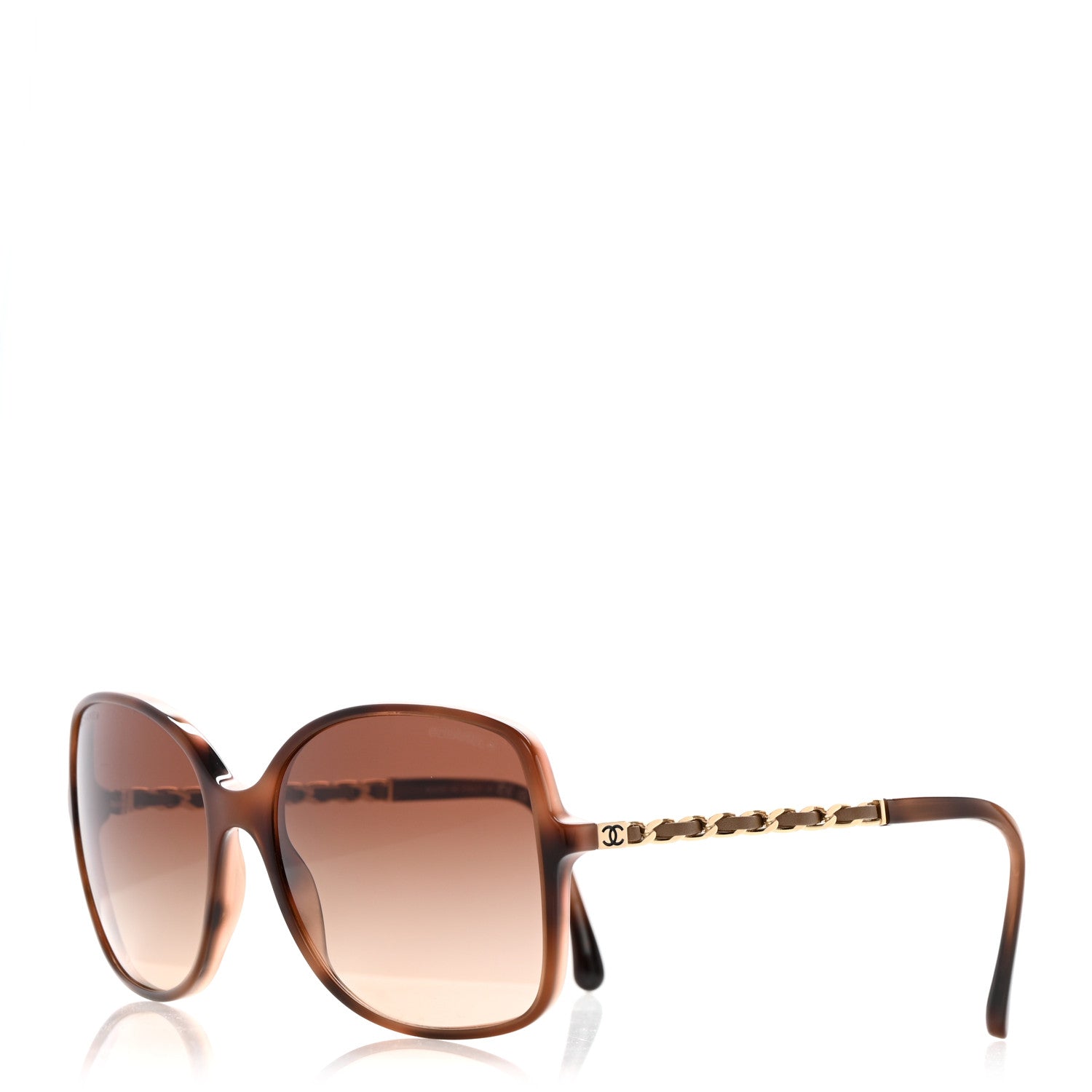 Chanel Acetate Metal Lambskin Chain Square Sunglasses 5210-Q Brown 1 of 10