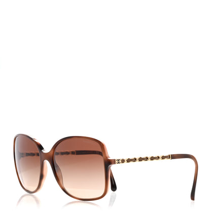 Chanel Acetate Metal Lambskin Chain Square Sunglasses 5210-Q Brown 1 of 10