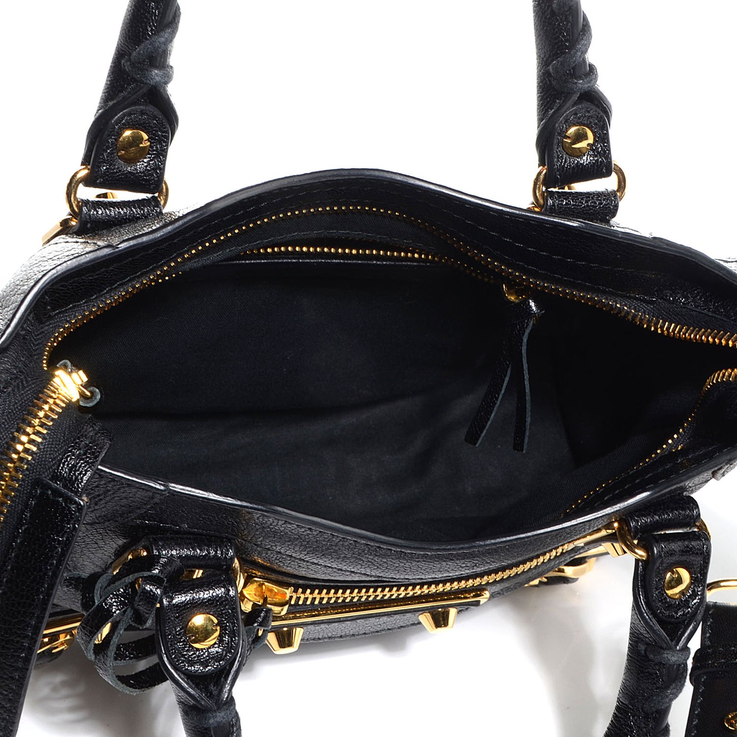 Chevre Gold Metallic Edge Hardware Mini City Black