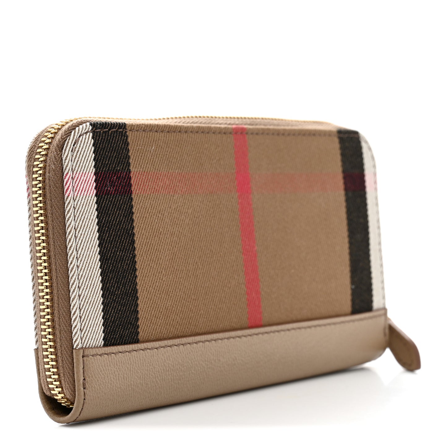 House Check Large Ziggy Zip Around Wallet Chestnut Beige