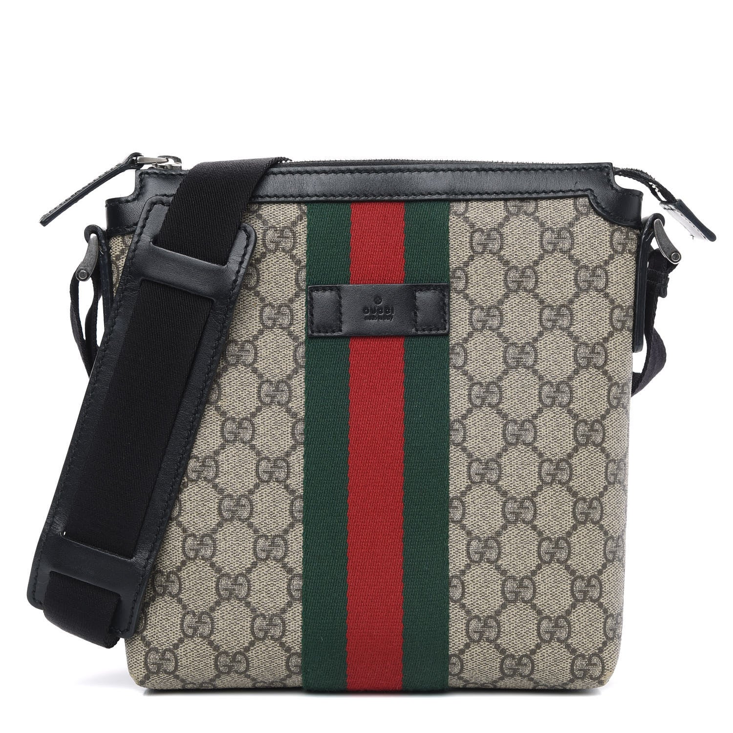 Gucci GG Supreme Monogram Web Messenger Bag Black 1 of 15