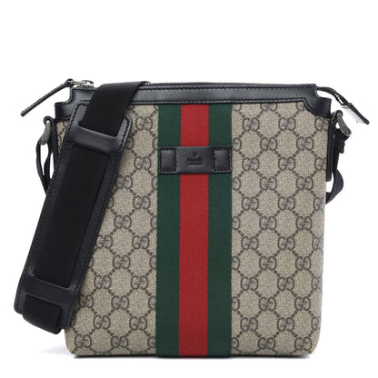 Gucci GG Supreme Monogram Web Messenger Bag Black 1 of 15