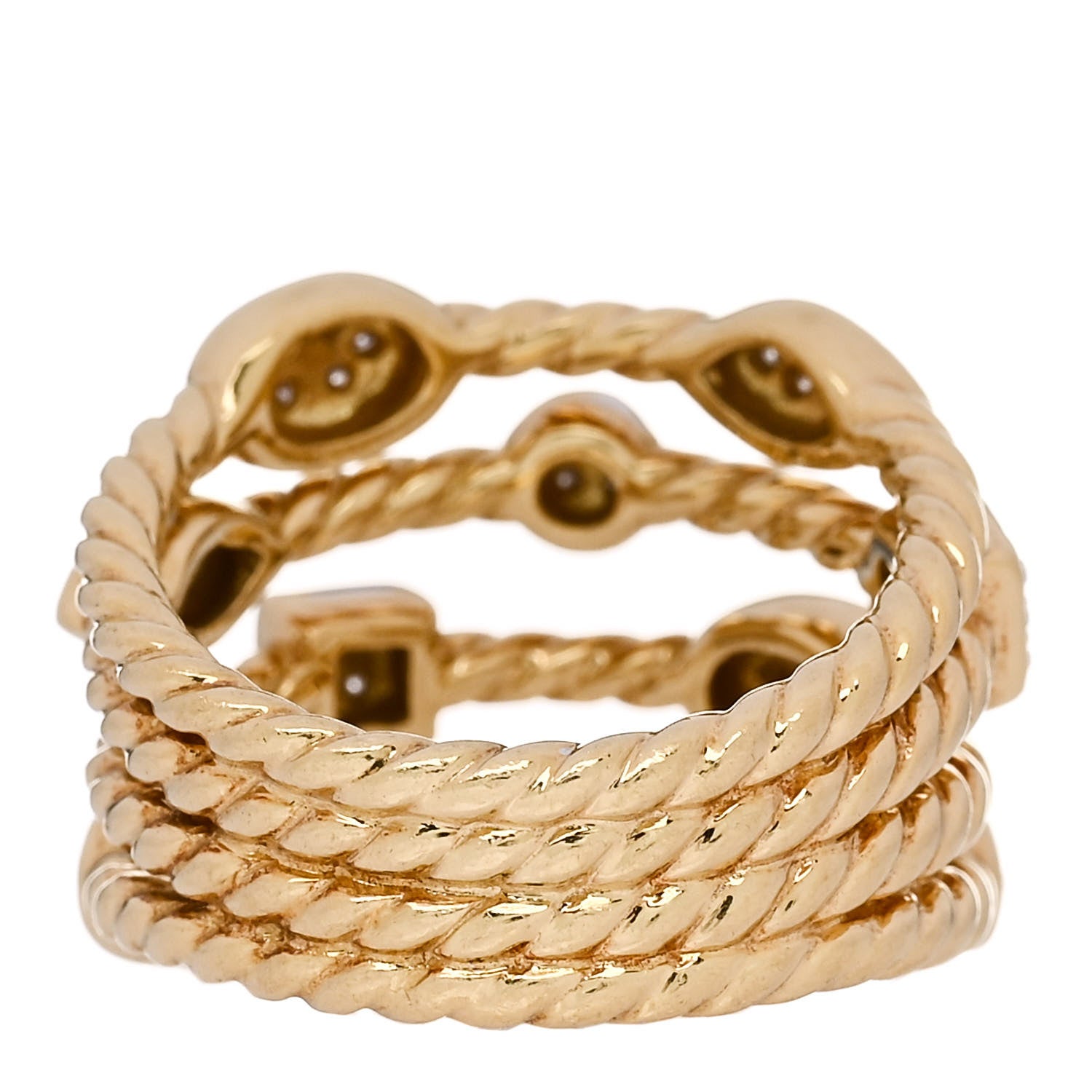 David Yurman 18K Yellow Gold Diamond Four-Row Confetti Ring 49 5 3 of 4