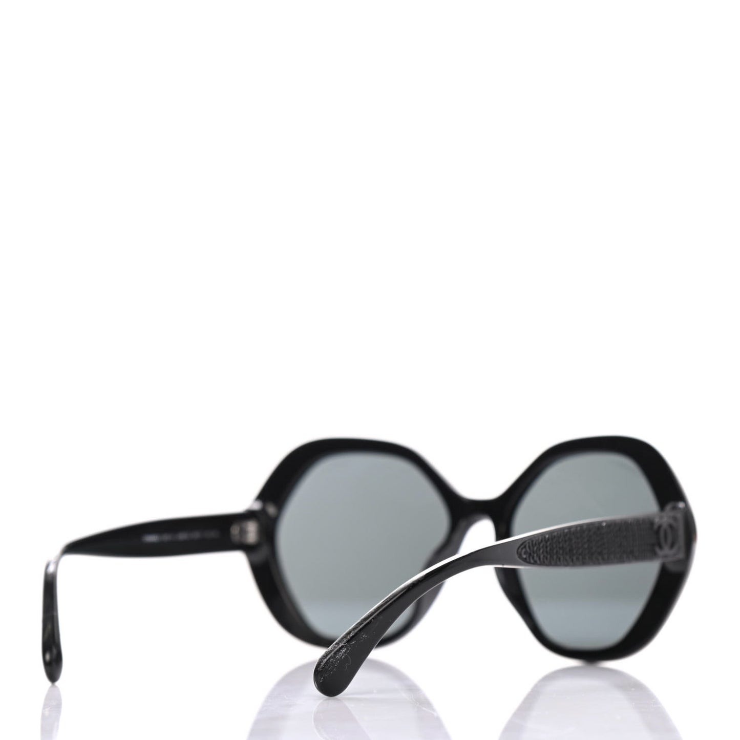 Acetate Sequin Round Sunglasses 5451-A Black