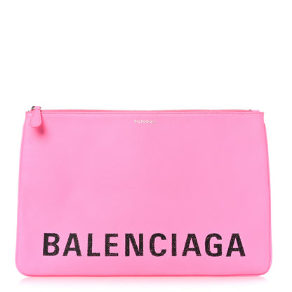 Balenciaga Calfskin Logo Large Zip Pouch Acid Pink 1 of 6