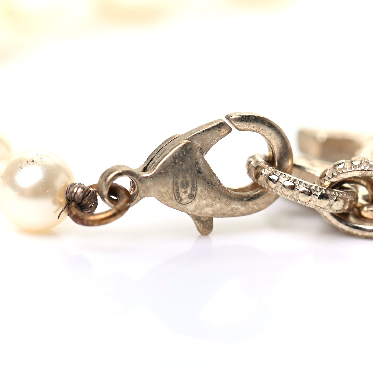 Graduated Pearl Crystal CC Bracelet Gold