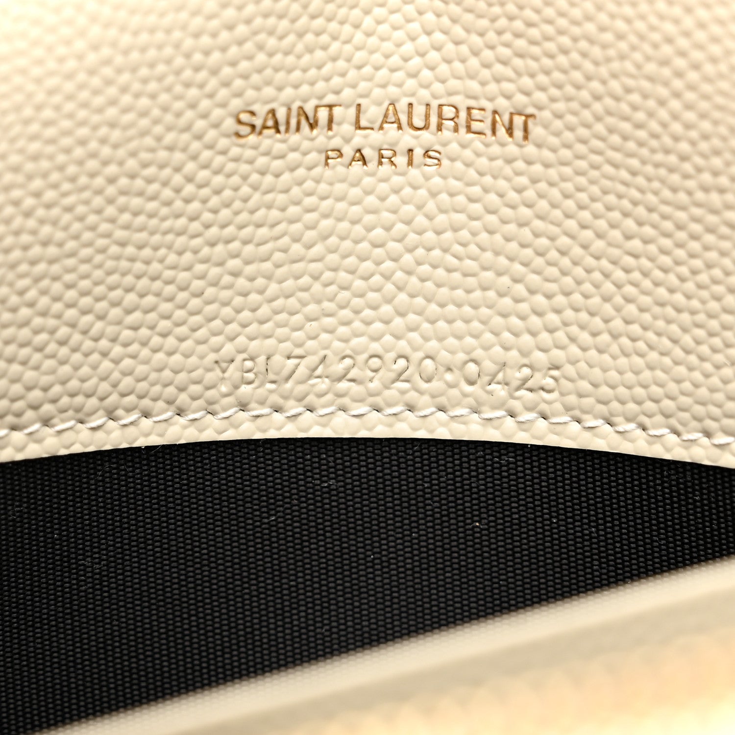 Saint Laurent Grain De Poudre Matelasse Chevron Monogram Envelope Chain Wallet Crema Soft 7 of 11