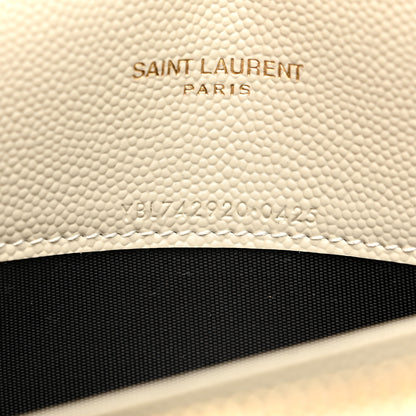 Saint Laurent Grain De Poudre Matelasse Chevron Monogram Envelope Chain Wallet Crema Soft 7 of 11