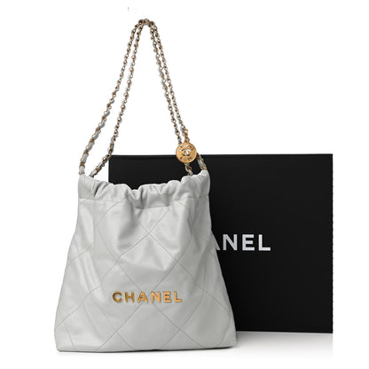 Chanel Shiny Calfskin Quilted Small 22 Light Blue 12 of 12