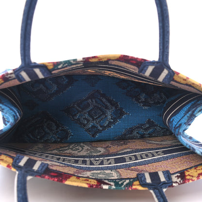 Christian Dior Canvas Embroidered Paisley Medium Book Tote Blue Multicolor 4 of 4
