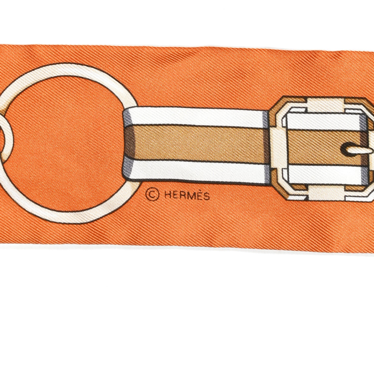 Hermes Silk Grand Tralala Twilly Creme Roux Corail 3 of 4