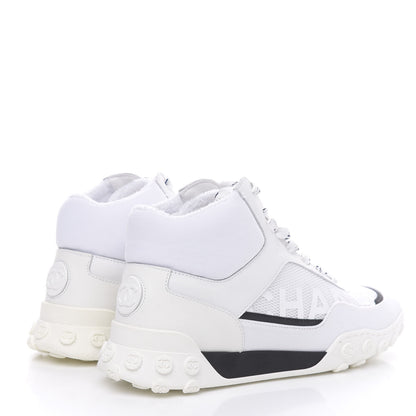 Chanel Calfskin Mesh Lycra Womens Logo High Top Sneakers 38 White 4 of 7