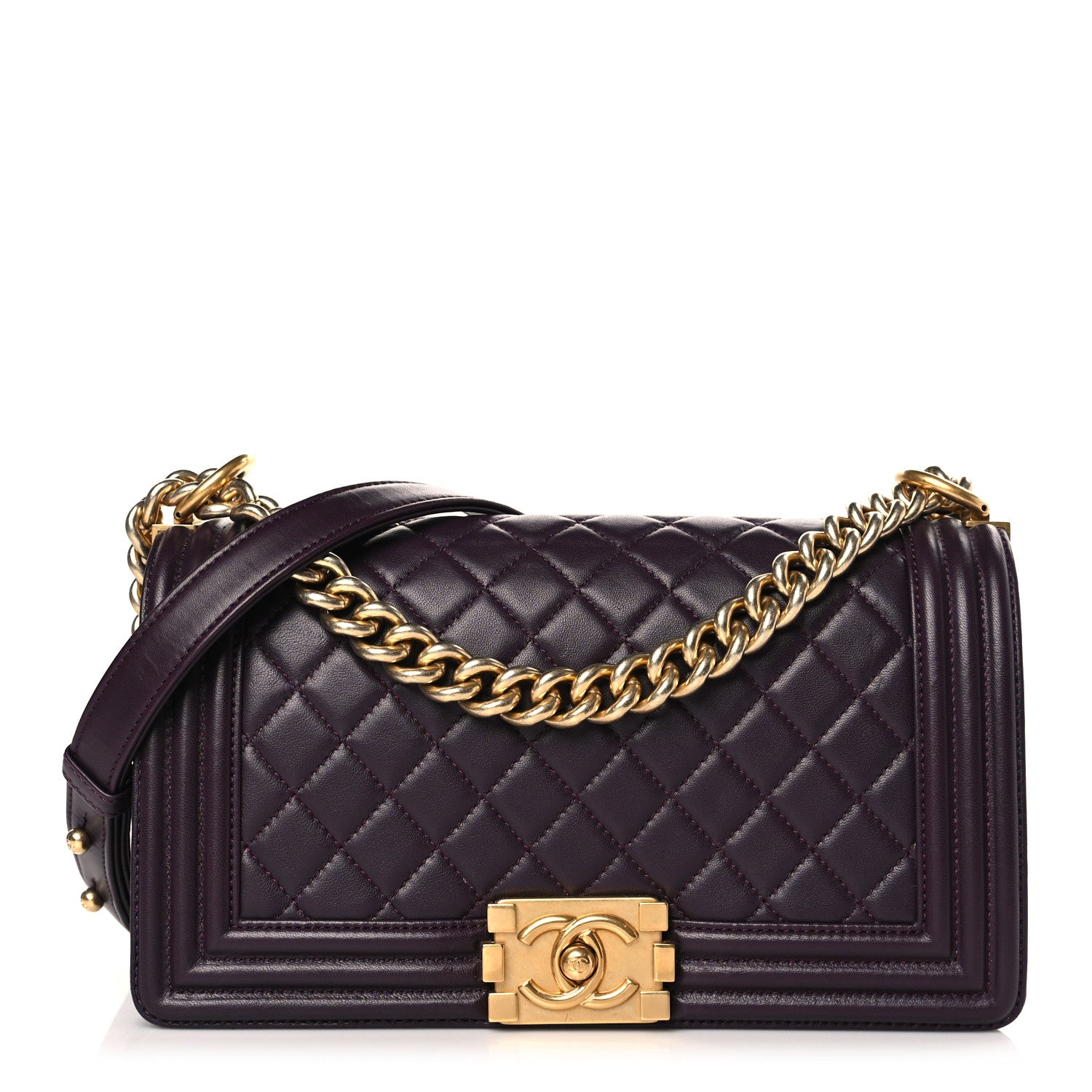 Chanel Lambskin Quilted Medium Boy Flap Purple 1 of 9