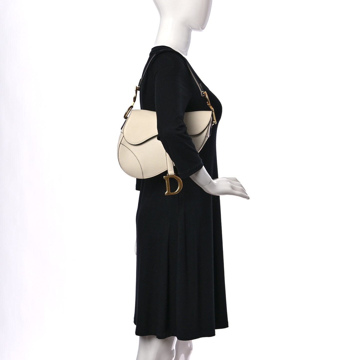 Grained Calfskin Saddle Bag With Strap Latte