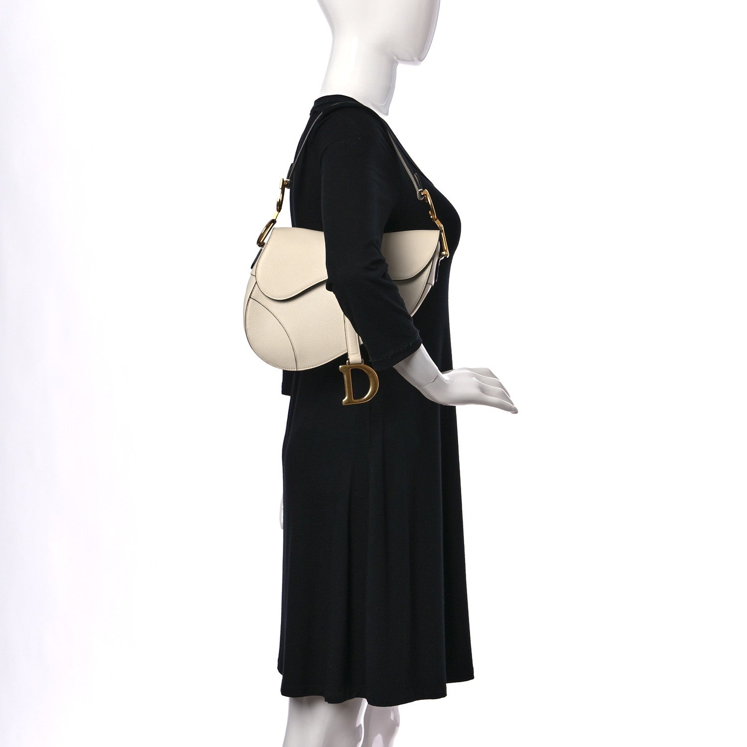 Christian Dior Grained Calfskin Saddle Bag With Strap Latte 2 of 11