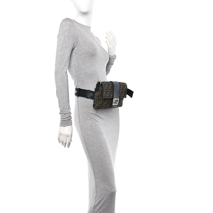 Fendi Fabric Jacquard FF 1974 Belt Baguette Bag Tobacco Moro Black 2 of 10