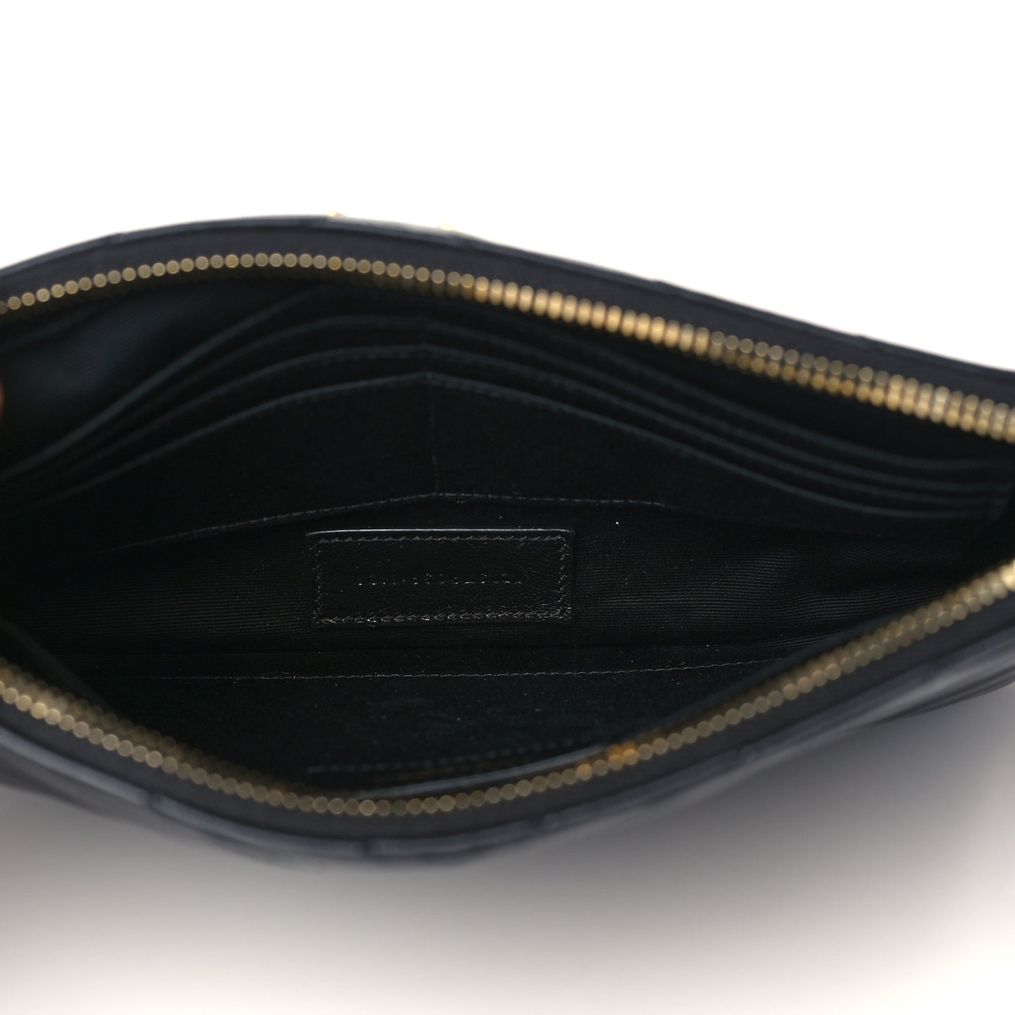 Calfskin Matelasse Chevron Monogram A5 Wristlet Black