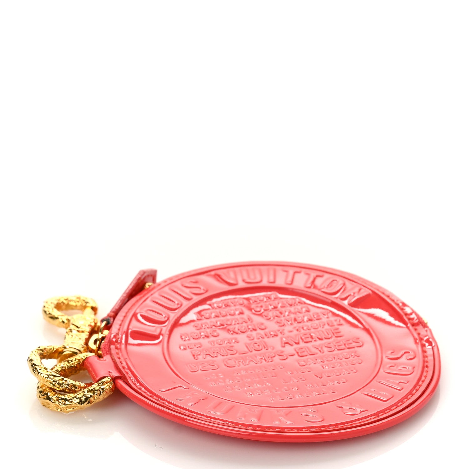 Louis Vuitton Vernis Trunks and Bags Porte-Monnaie Round Coin Purse Coral 5 of 9