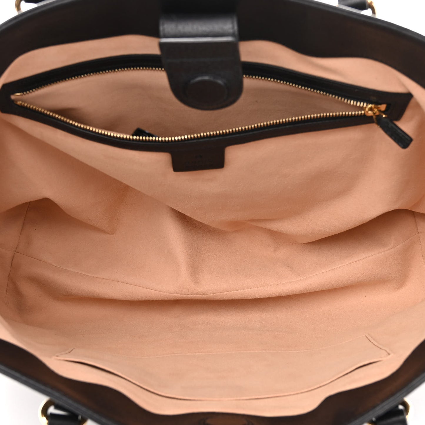 Textured Calfskin Web Medium Ophidia Shopping Tote Black