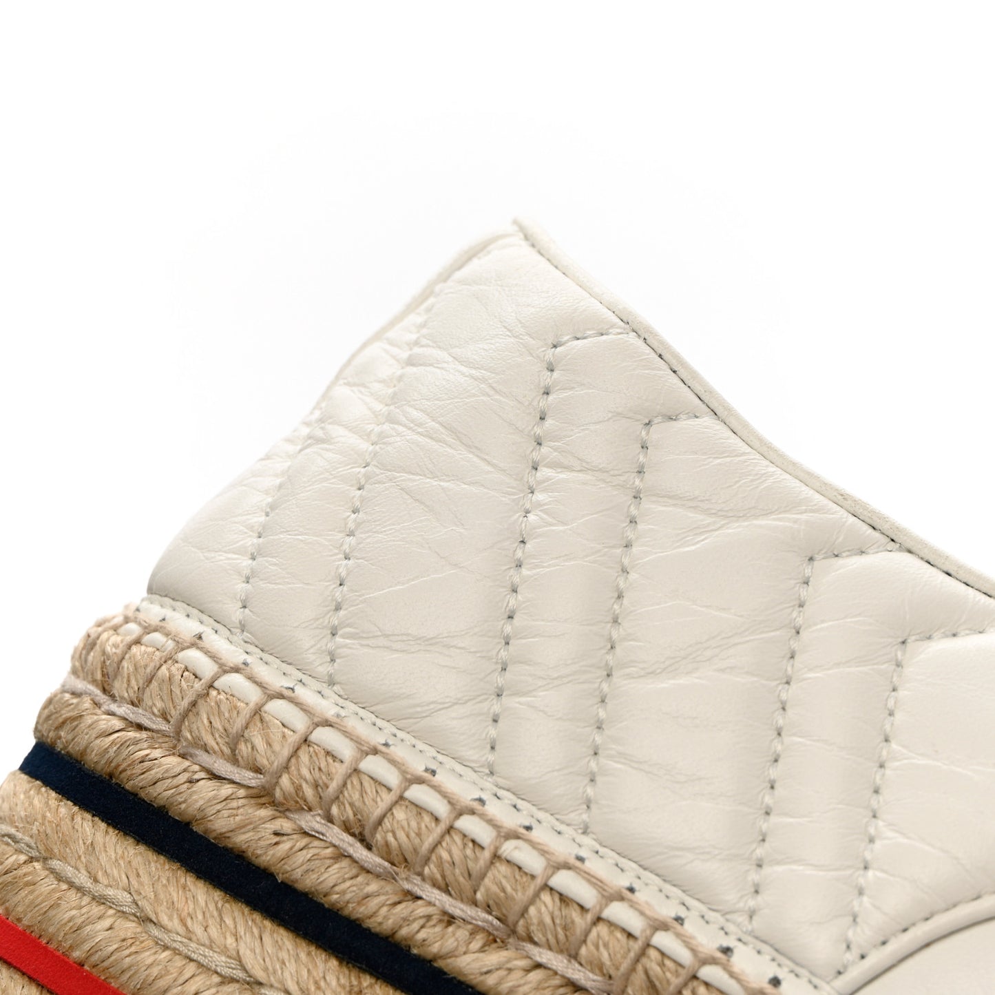 Nappa Matelasse GG Pilar Flatform Lace-Up Espadrilles 41 Great White