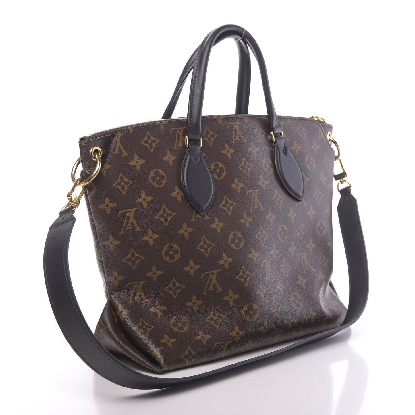 Monogram Flower Zipped Tote MM Black