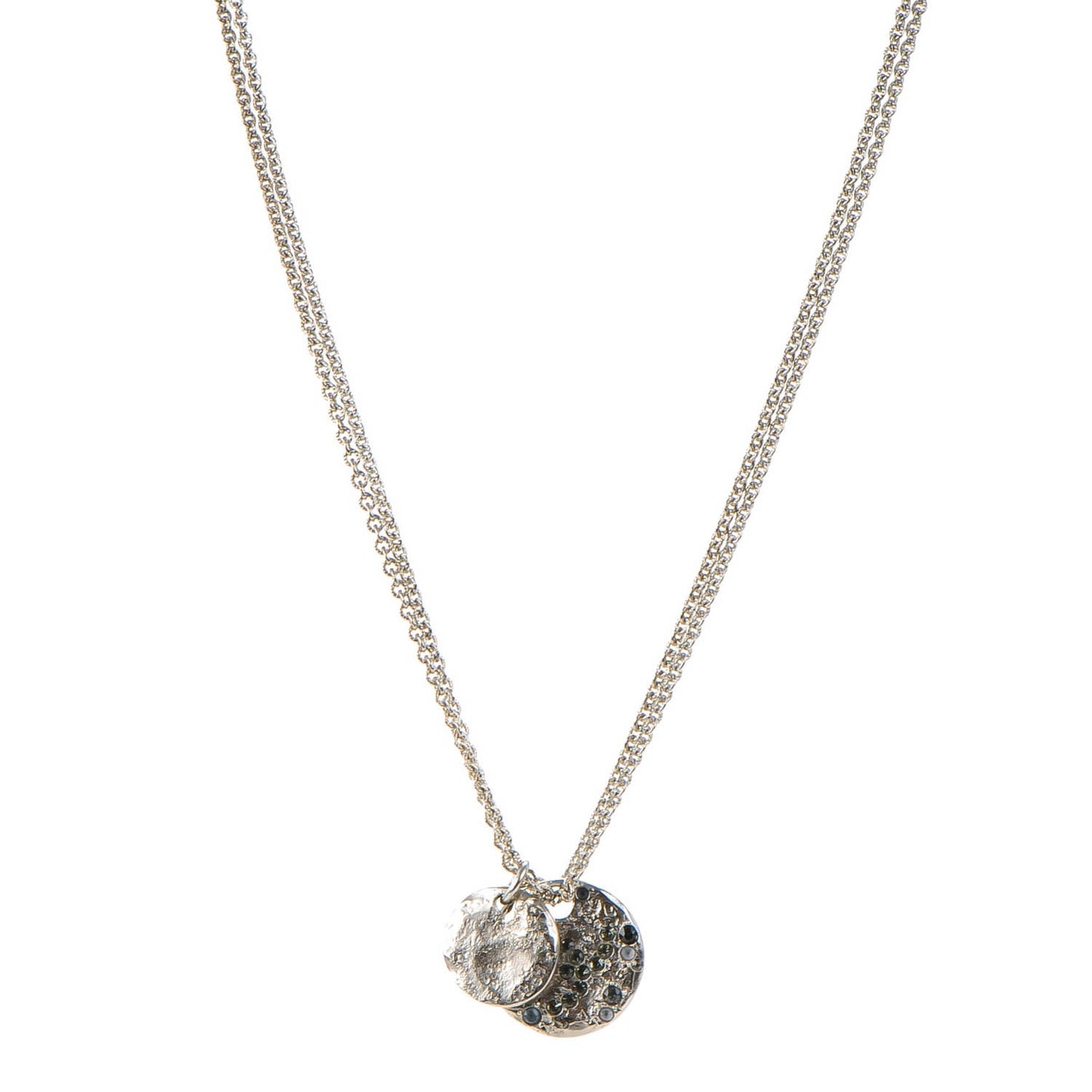 Crystal CC Pendant Necklace Silver
