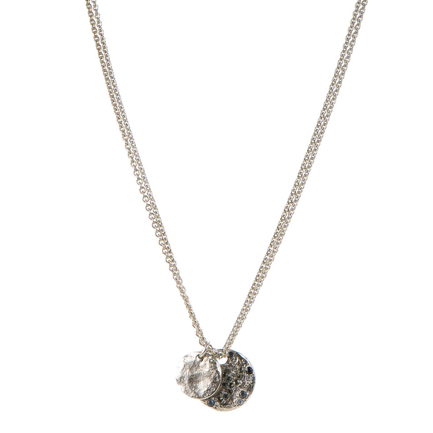 Chanel Crystal CC Pendant Necklace Silver 1 of 9