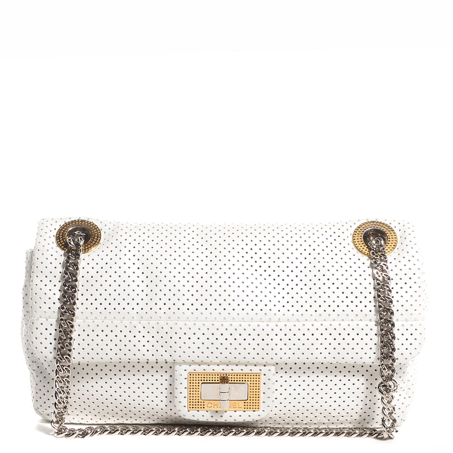 Chanel Lambskin Perforated Drill Flap White 1 of 9