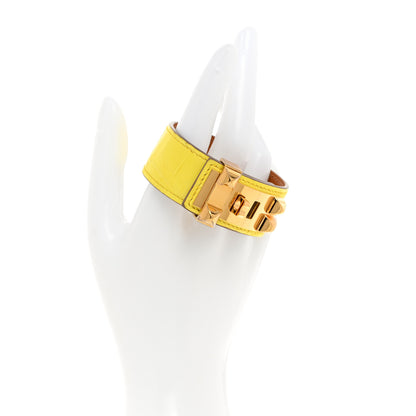 Hermes Matte Niloticus Crocodile Collier de Chien CDC 24 Bracelet T3 Jaune Citron 2 of 6