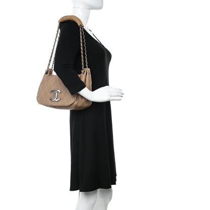 Chanel Lambskin Contrast Stitch Surpique Accordion Flap Beige 2 of 11