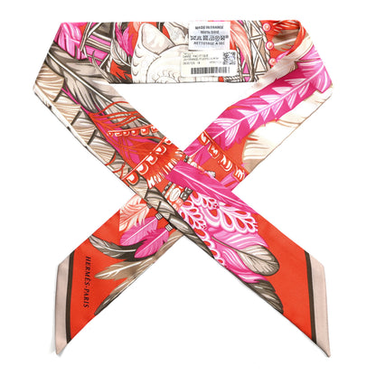 Hermes Silk La Danse Pacifique Twilly Orange Fuchsia Kaki 1 of 5