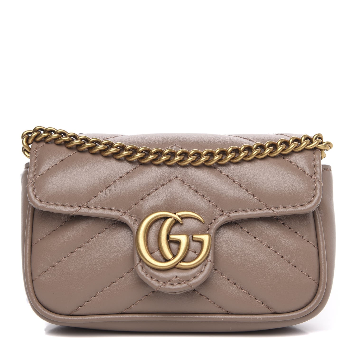 Gucci Calfskin Matelasse Heart GG Marmont 2.0 Coin Purse On A Chain Porcelain Rose 1 of 10