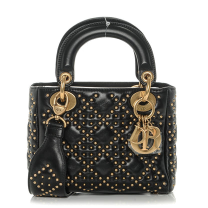 Christian Dior Lambskin Studded Mini Supple Lady Dior Black 1 of 6