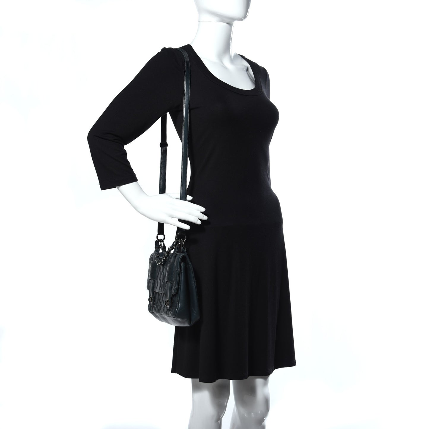 Lambskin Quilted Small Messenger Bag Dark Green