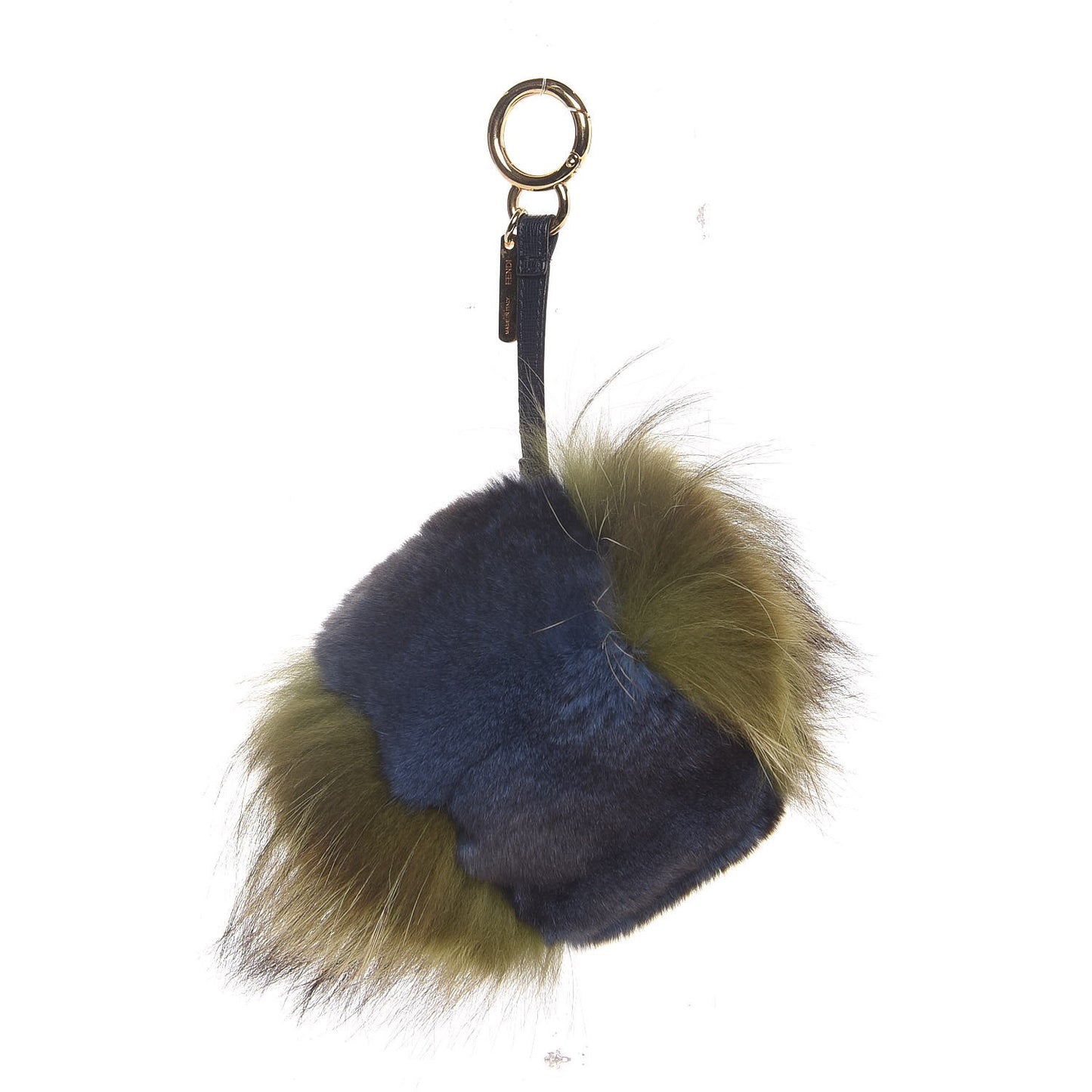 Fox Fur Bag Charm Blue Green