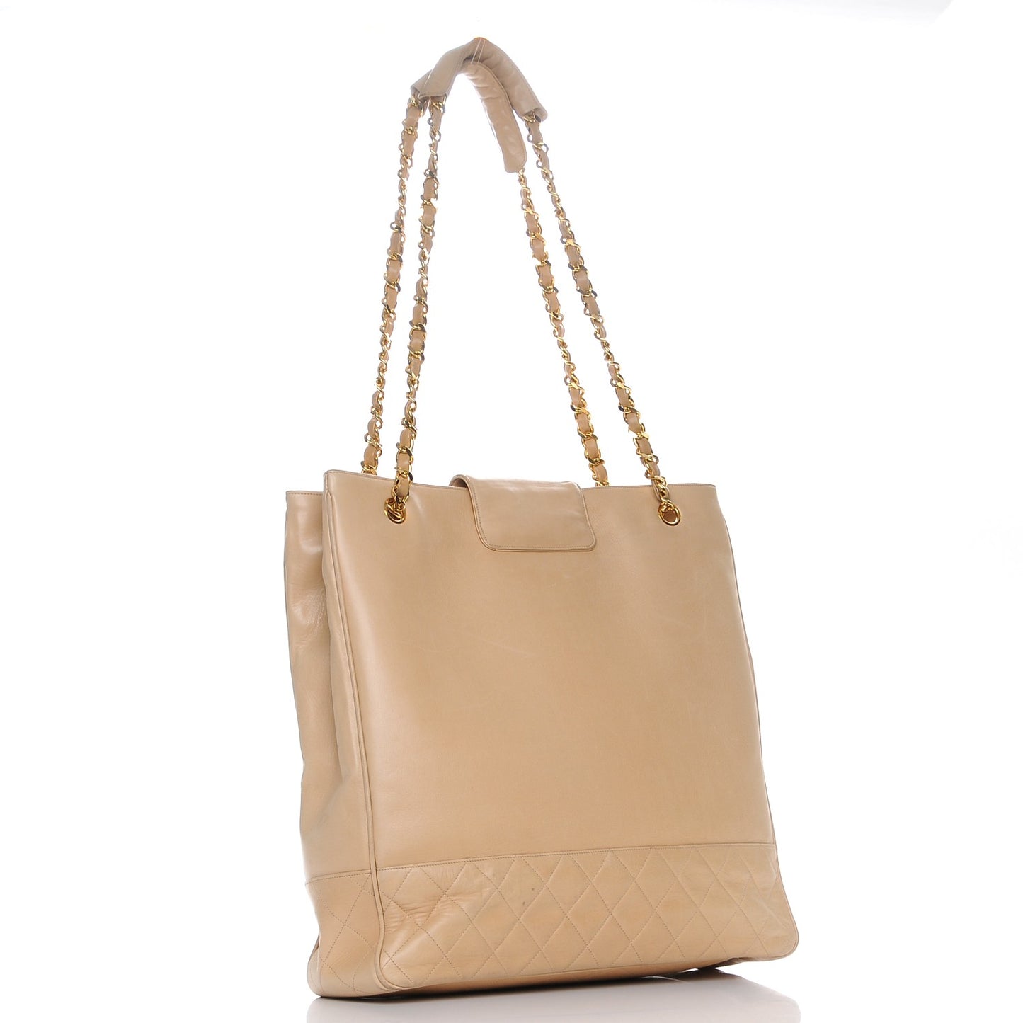 Lambskin Quilted Tote Beige