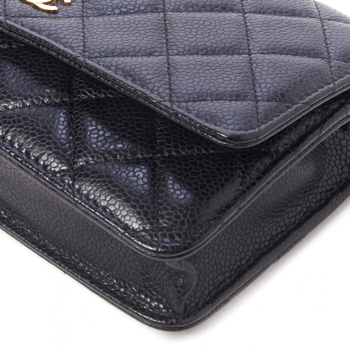 Caviar Quilted Wallet On Chain WOC Black