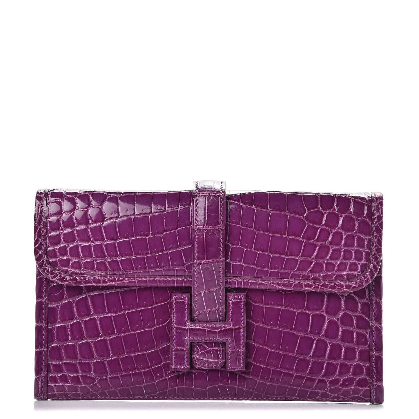 Shiny Niloticus Crocodile Mini Jige Elan Clutch Violet