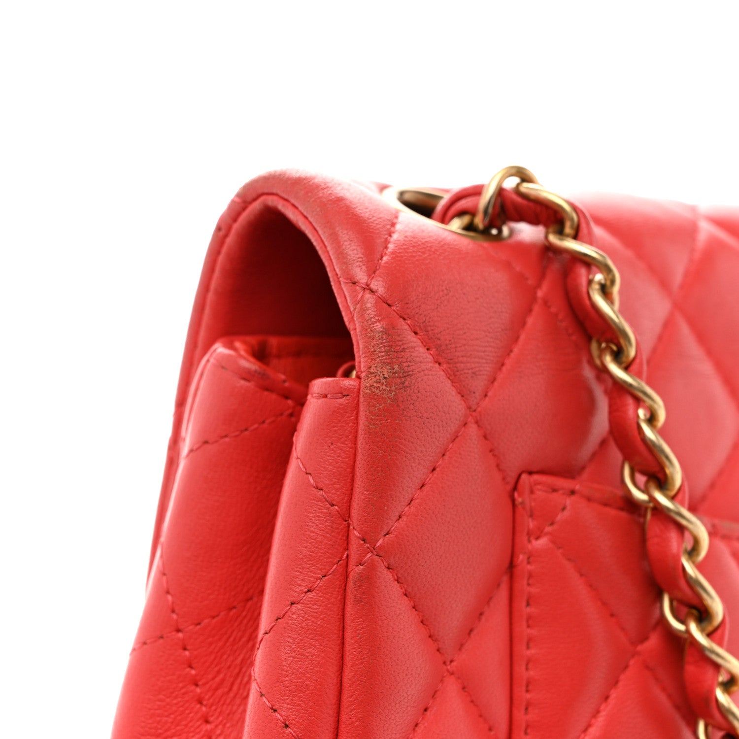 Chanel Lambskin Quilted Mini Rectangular Flap Coral 15 of 17