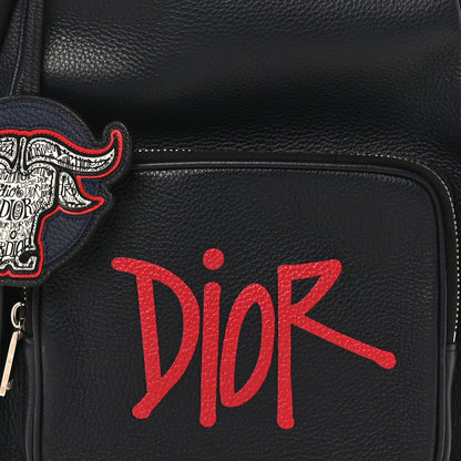 Christian Dior X SHAWN STUSSY Grained Calfskin Ox Head Crossbody Backpack Navy Blue 13 of 19