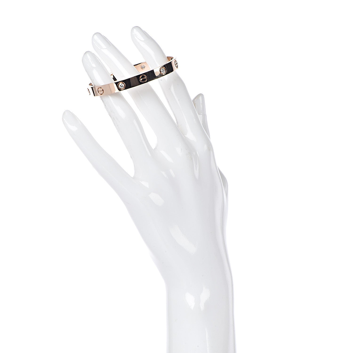 Cartier 18K Pink Gold 4 Diamond LOVE Bracelet 16 2 of 6