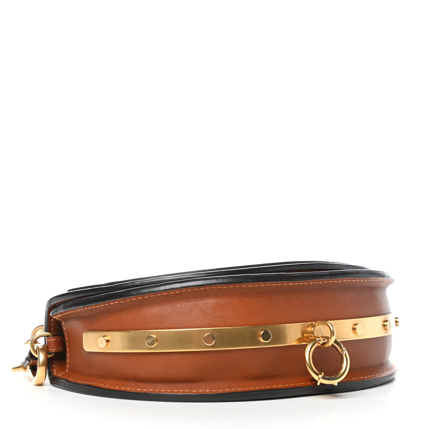 Calfskin Small Nile Bracelet Minaudiere Bag Caramel
