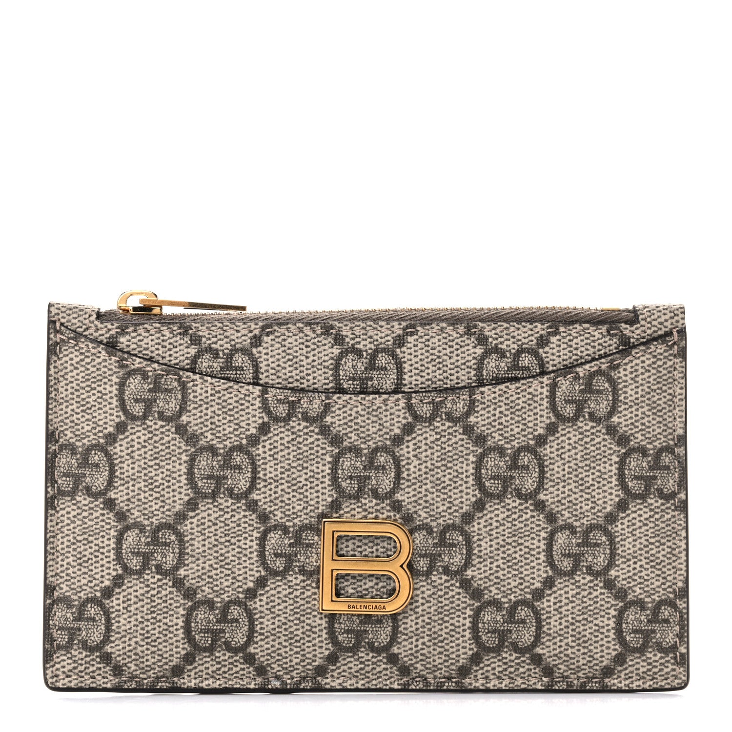 Gucci X BALENCIAGA GG Supreme Monogram Zip Card Case Beige Ebony 1 of 8