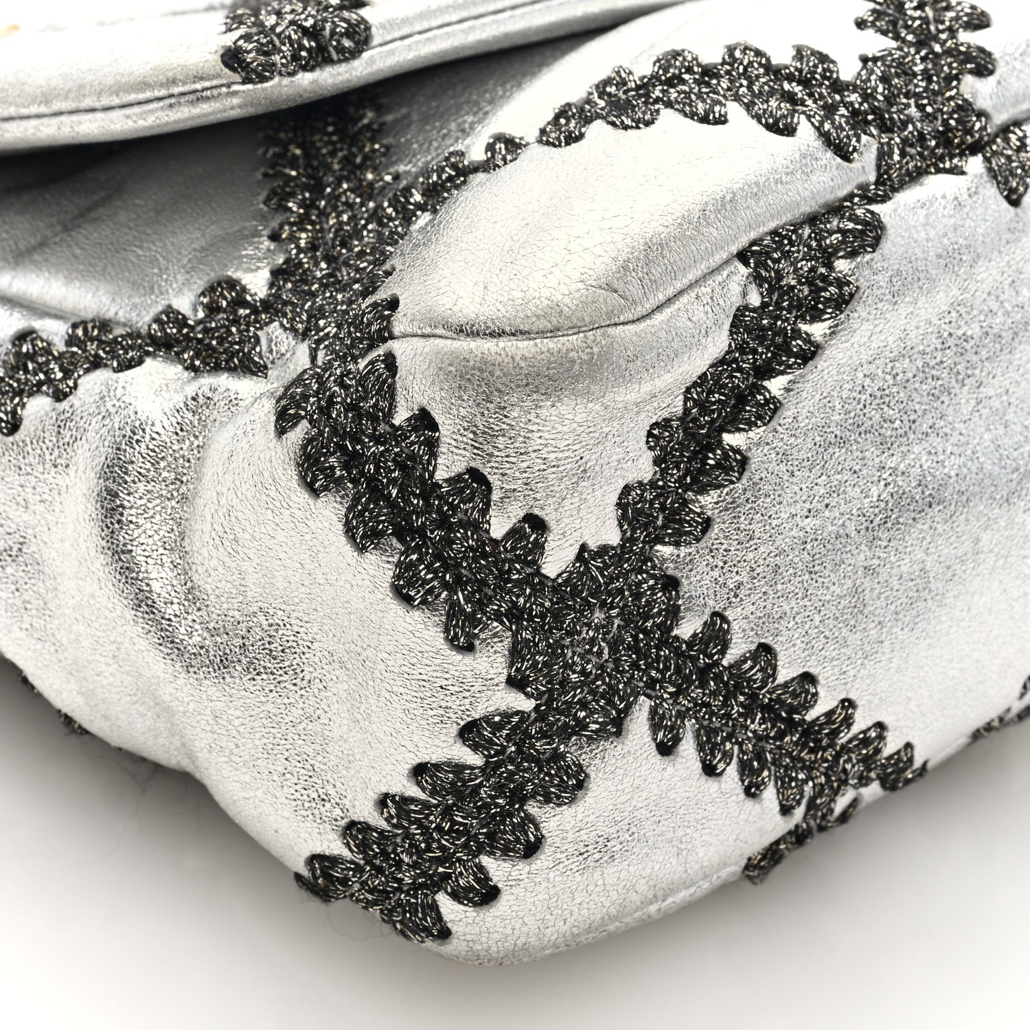 Chanel Metallic Calfskin Crochet Medium Chanel 19 Flap Silver 9 of 10