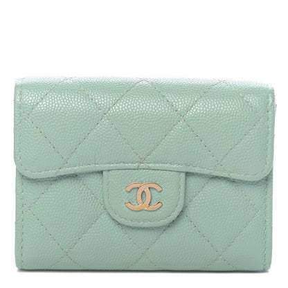 Chanel Caviar Quilted Flap Card Holder Wallet Light Blue 1 of 9